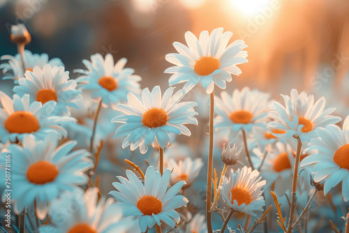 Sun-Kissed Daisy Field at Golden Hour