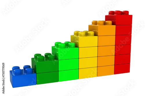 Abstract chart from plastic building blocks  isolated on white background