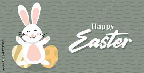 Funny Easter bunny , great for happy easter banners, wallpapers, easter cards and wrapping - vector design  © Entre Humos
