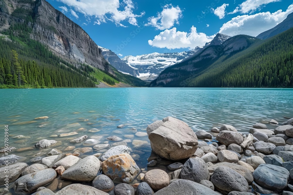 Iconic view of lake louise in banff national park Showcasing the stunning natural beauty of the canadian rockies
