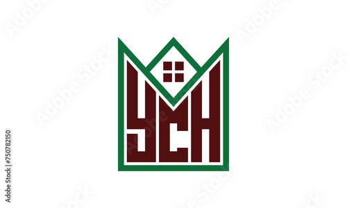 YCH initial letter real estate builders logo design vector. construction, housing, home marker, property, building, apartment, flat, compartment, business, corporate, house rent, rental, commercial photo