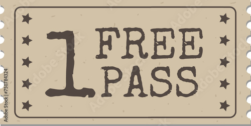 1 free pass printable tickets for a party, cinema, holiday, event, party, entertainment.