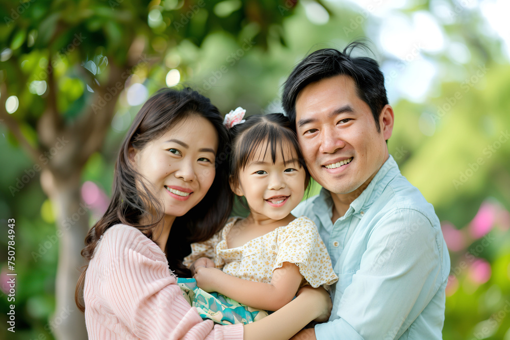 Asian family portrait with joyful and happiness at home own residence.