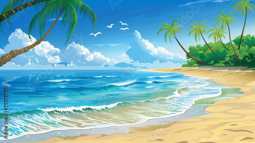 Nature tropical beach landscape with copy space 