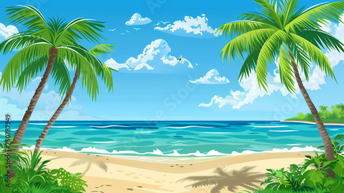 Nature tropical beach landscape with copy space 