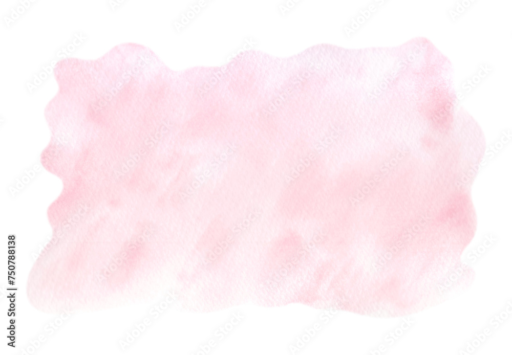 A light pink watercolor spot isolated on a white background, hand-drawn. Abstract background for design, decoration with space for text. Romantic, gentle background for a holiday, congratulations.