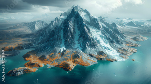 Aerial view of a mountain with a rock glacier near haines junction, yukon, canada.