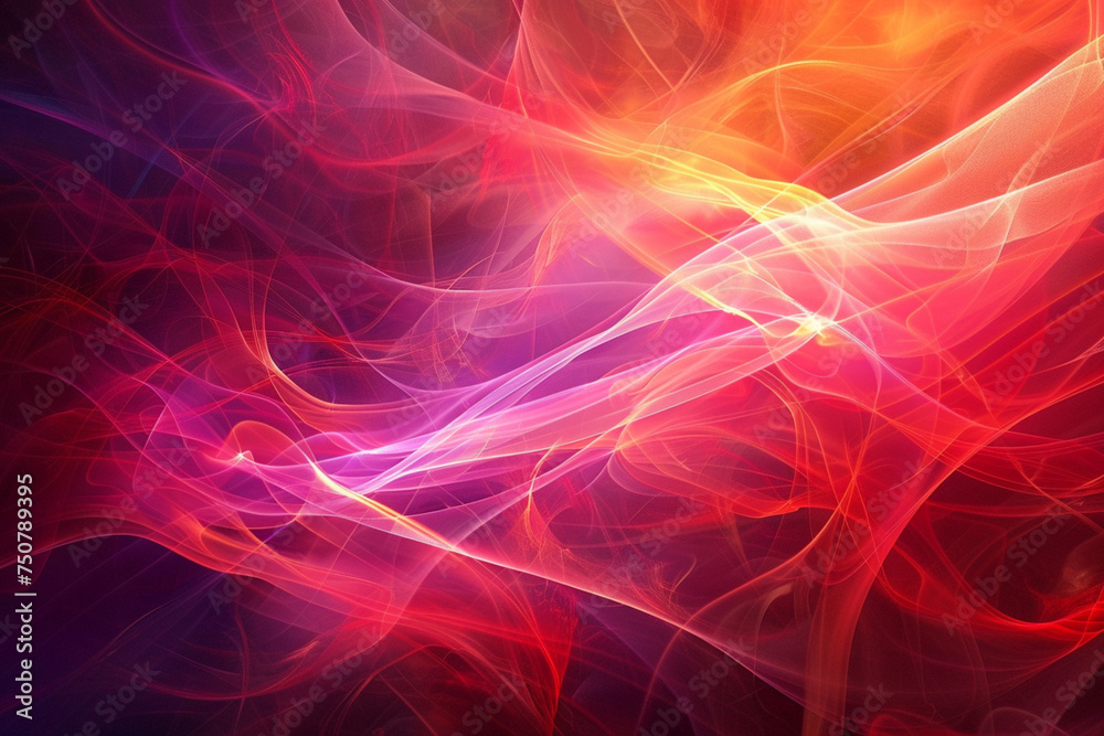 abstract background with a glowing abstract waves, design with copy space. red and purple transparent energy wave abstract art 