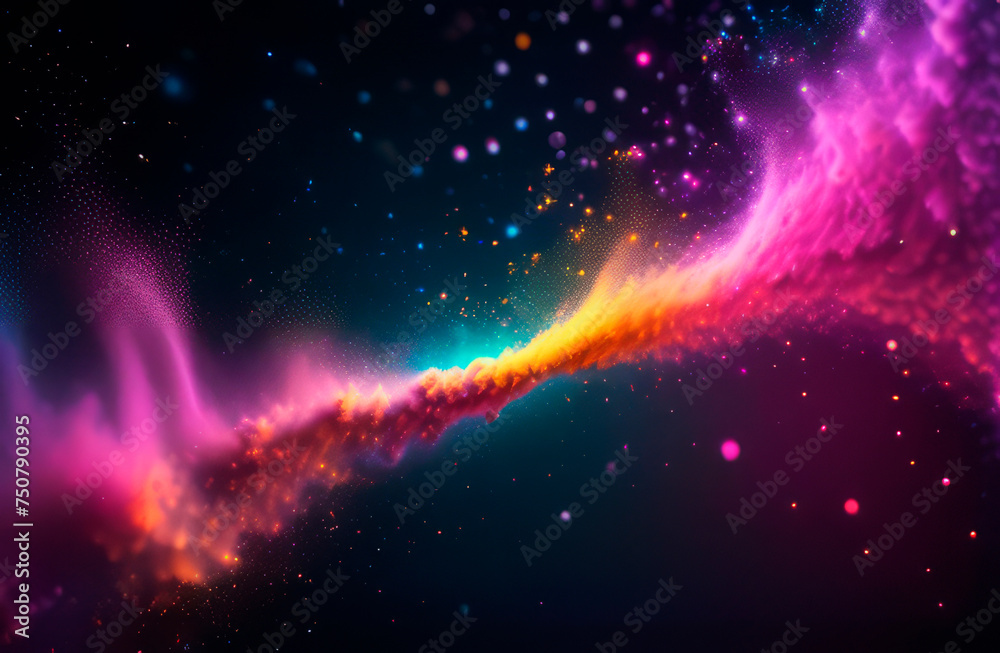 background, colored dust in space in motion in zero gravity background, colored dust in space in motion in zero gravity