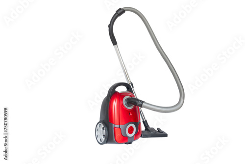 Red vacuum cleaner isolated on white background