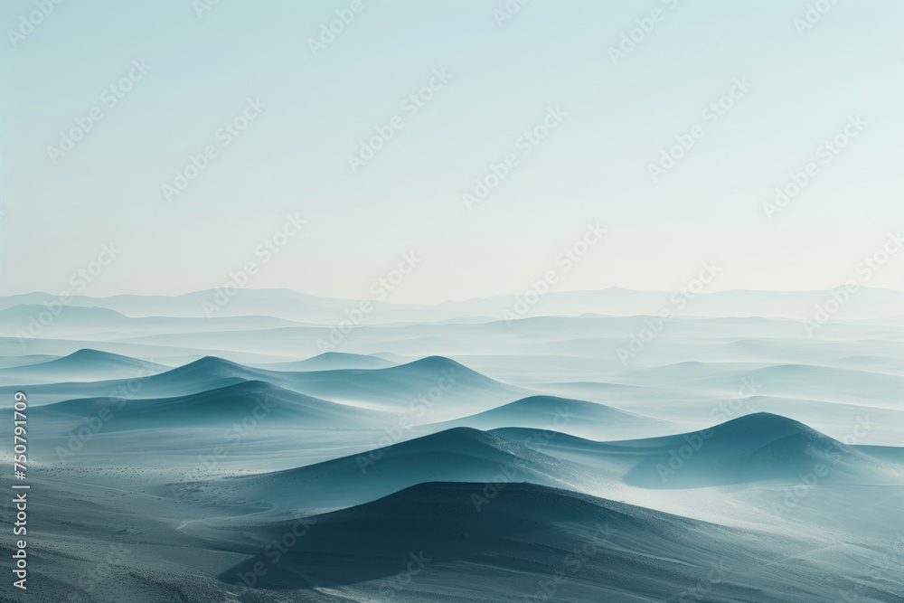 Misty Mountains. Surreal landscape. Background image. Created with Generative AI technology.