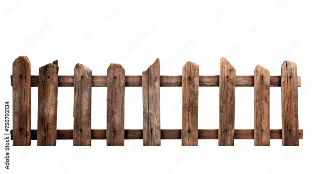 House fence made of old wood isolated on transparent and white background.PNG image. House fence made of old wood isolated on transparent and white background.PNG image.
