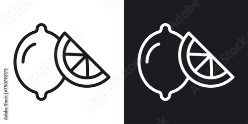 Lemon Icon Designed in a Line Style on White background.