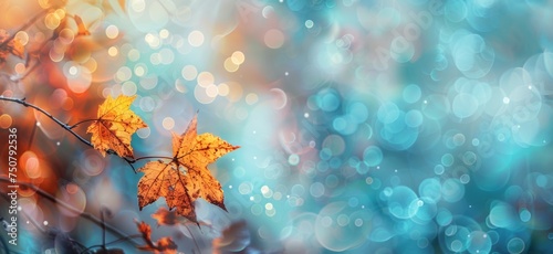 autumn leaves with mist and bokeh background Generative AI © SKIMP Art