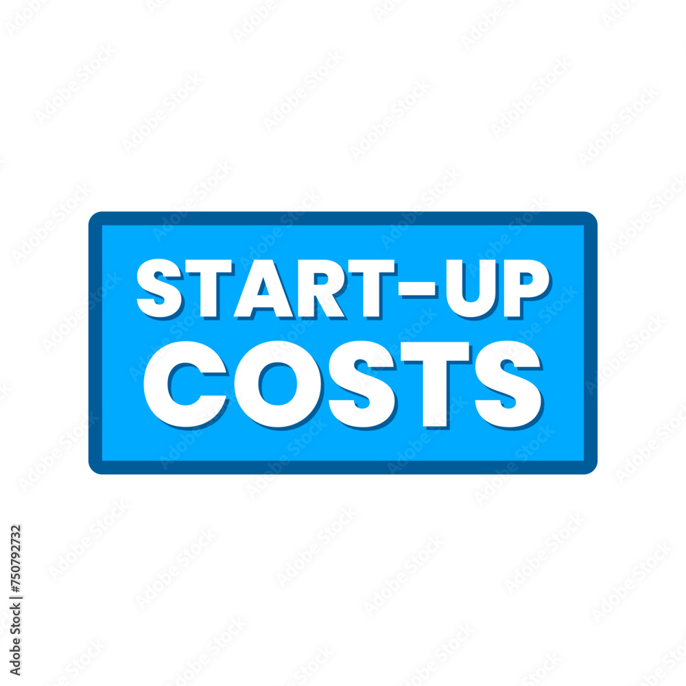 Start up costs finance business icon text label button design vector Start up costs finance business icon text label button design vector