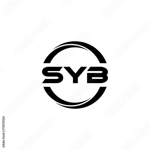 SYB letter logo design with white background in illustrator, cube logo, vector logo, modern alphabet font overlap style. calligraphy designs for logo, Poster, Invitation, etc. photo