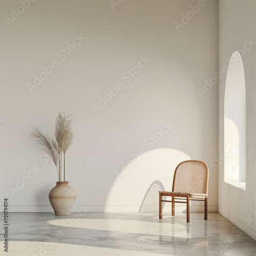 Stylish Minimalist Interior Design Mockup with White Wall
