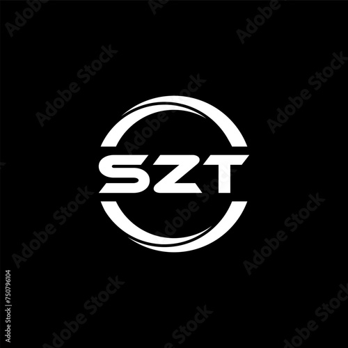 SZT letter logo design with black background in illustrator, cube logo, vector logo, modern alphabet font overlap style. calligraphy designs for logo, Poster, Invitation, etc.