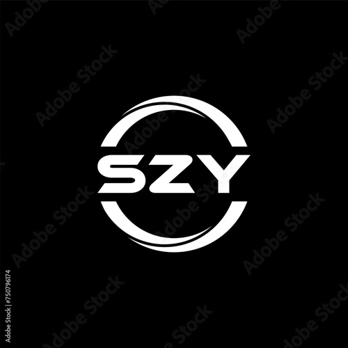 SZY letter logo design with black background in illustrator, cube logo, vector logo, modern alphabet font overlap style. calligraphy designs for logo, Poster, Invitation, etc.