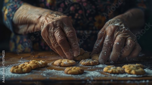 Grandmother’s Expert Hands Shaping Traditional Cookies