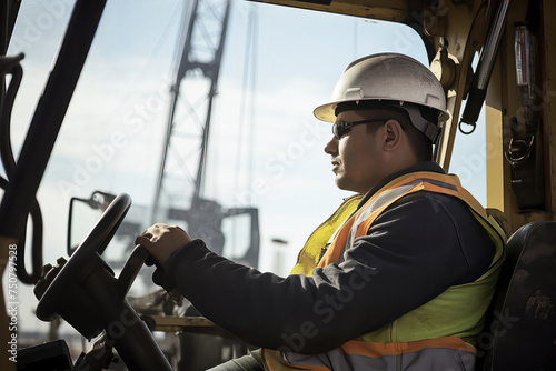 Construction Worker Operating Machinery