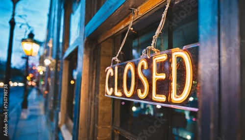 city neon sign; closed sign store