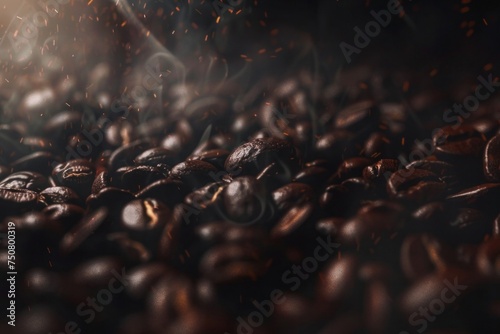 A macro shot that highlights the detailed surface of robust coffee beans, symbolizing the deep flavor and complexity of espresso blends. Suitable for visual content in barista training materials