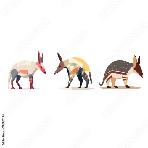 cartoon pangolin animal set vector