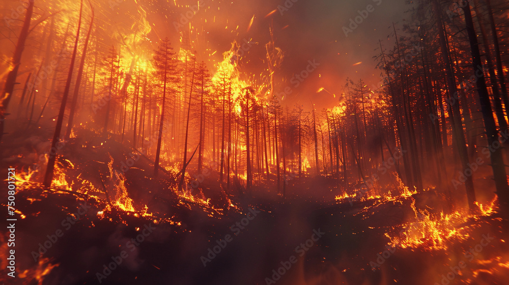 Battling Climate-Driven Forest Fires - obrazy, fototapety, plakaty 