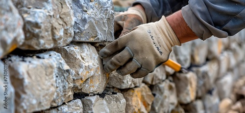 a man lays bricks