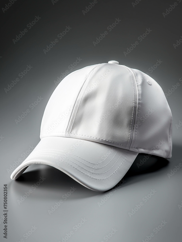 white baseball cap, over grey background сreated with Generative Ai white baseball cap, over grey background сreated with Generative Ai