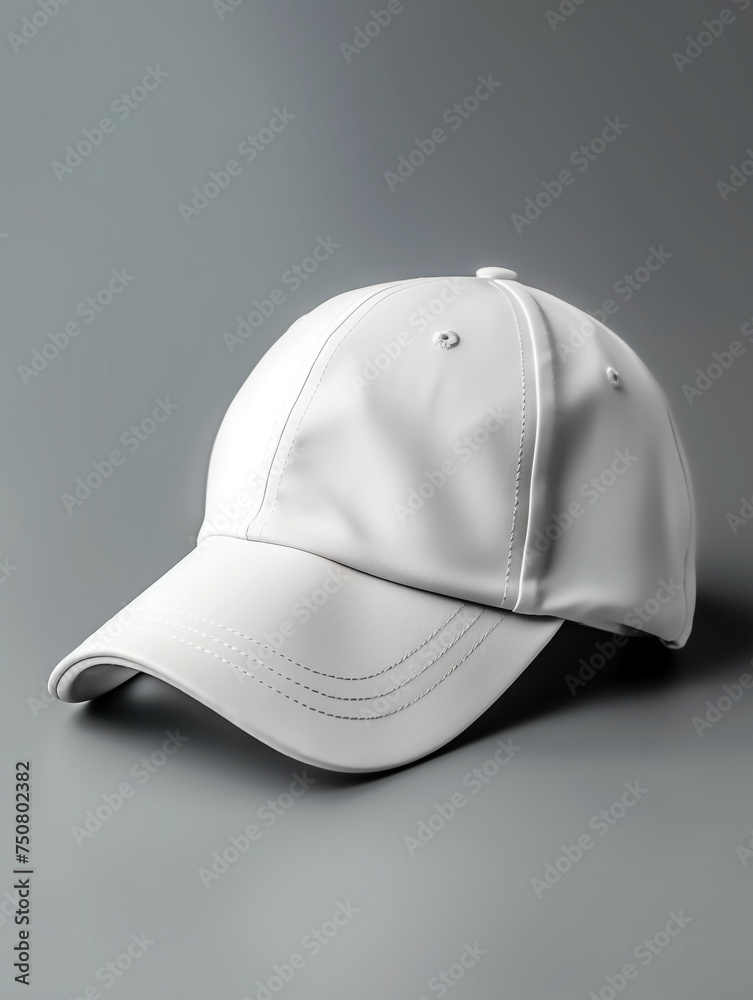 white baseball cap, over grey background сreated with Generative Ai white baseball cap, over grey background сreated with Generative Ai