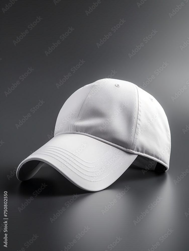 white baseball cap, over grey background сreated with Generative Ai white baseball cap, over grey background сreated with Generative Ai