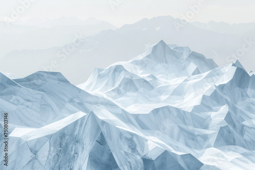 Misty glacier. Surreal landscape. Background image. Created with Generative AI technology. © Artem