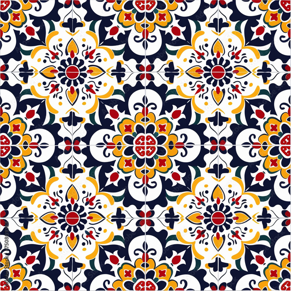 talavera tile seamless pattern background