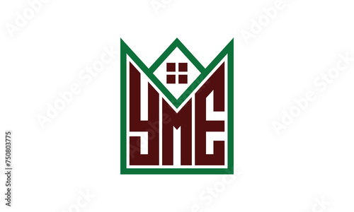 YME initial letter real estate builders logo design vector. construction, housing, home marker, property, building, apartment, flat, compartment, business, corporate, house rent, rental, commercial photo