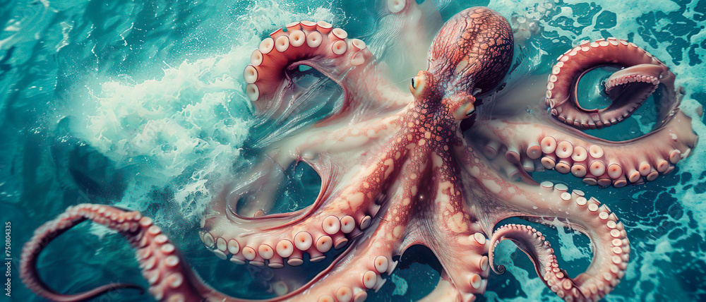 Photo of large octopus under water Photo of large octopus under water