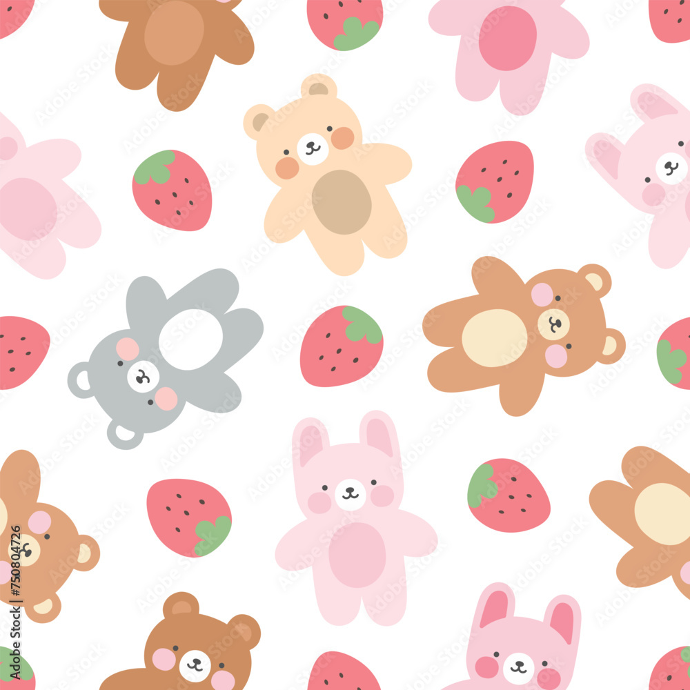 Obraz premium Teddy bear kawaii seamless pattern, vector background
