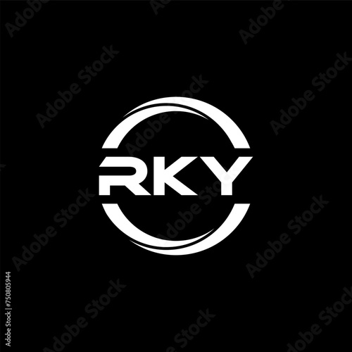 RKY letter logo design with black background in illustrator, cube logo, vector logo, modern alphabet font overlap style. calligraphy designs for logo, Poster, Invitation, etc. photo