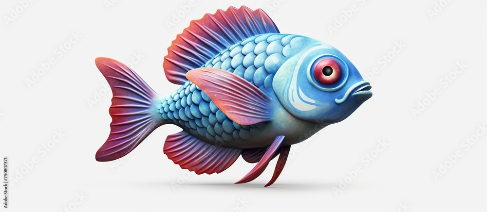 Vector illustration of cute cartoon fish with prominent big eyes isolated on white background.