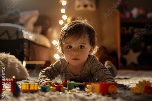 Toddler in Thoughtful Playtime