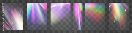 Crystal set glas light rainbow reflection effect.Optical,lights,glare,template.	

