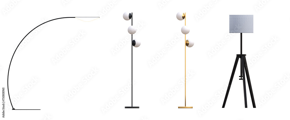 floor lamp isolated on white background, interior lighting, 3D illustration, cg render floor lamp isolated on white background, interior lighting, 3D illustration, cg render