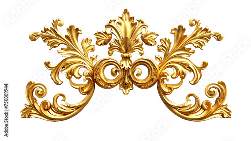 Golden baroque ornament elements on transparent background Remove png photo
