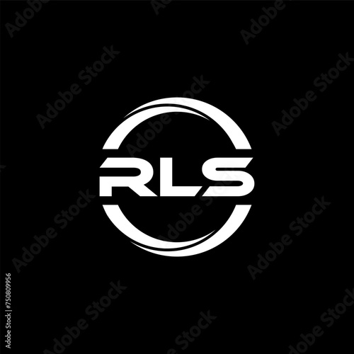 RLS letter logo design with black background in illustrator, cube logo, vector logo, modern alphabet font overlap style. calligraphy designs for logo, Poster, Invitation, etc. photo