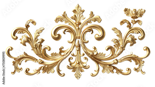 Golden baroque ornament elements on transparent background Remove png