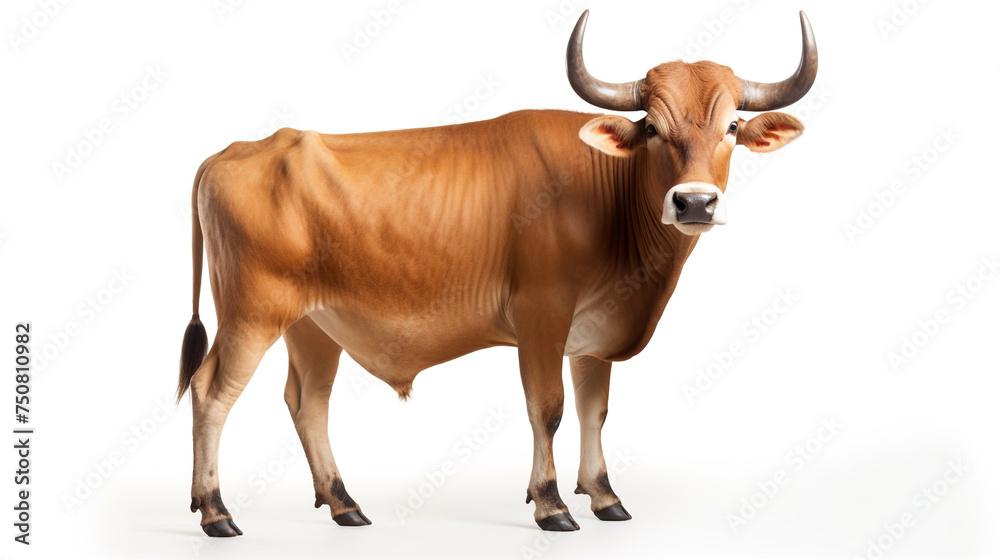 male banteng isolated on white background сreated with Generative Ai