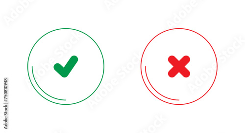 round check and cancel signs. green check sign, red cancel sign