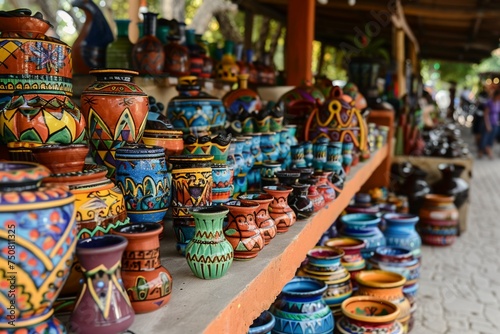 Document the vibrant life of local markets and the crafts sold there emphasizing the cultural significance of handmade goods