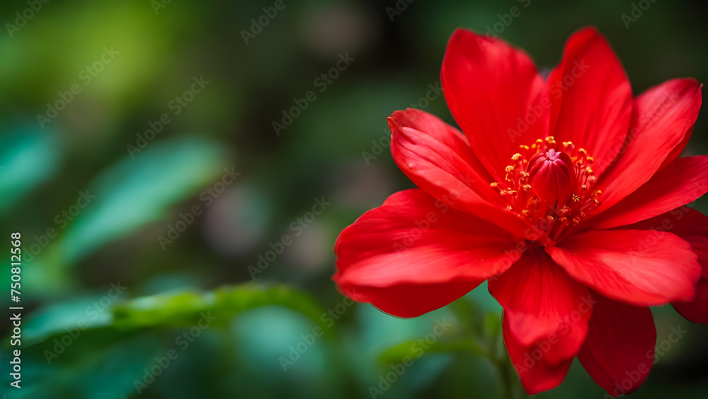 Obraz premium Red and yellow hibiscus flower in the garden